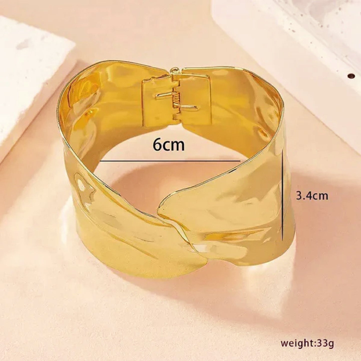 Abstract wavy Golden bracelet