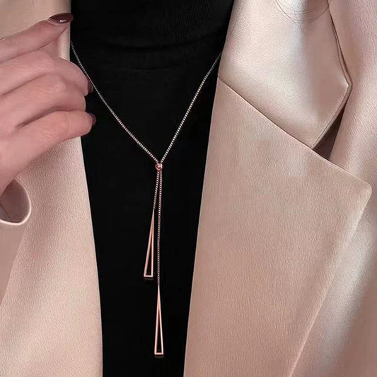 Nuvéa – Rose Gold Geometric Tassel Pull-Out Anti-Tarnish Necklace