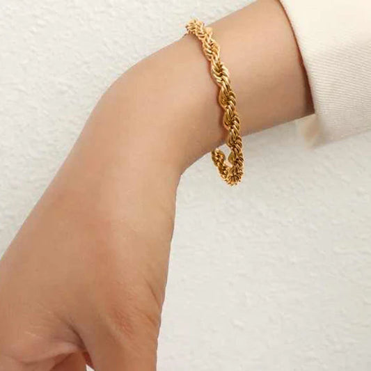 Golden Whirl – Gold Plated Anti-Tarnish Stainless Steel Rope Chain Wraparound Bracelet