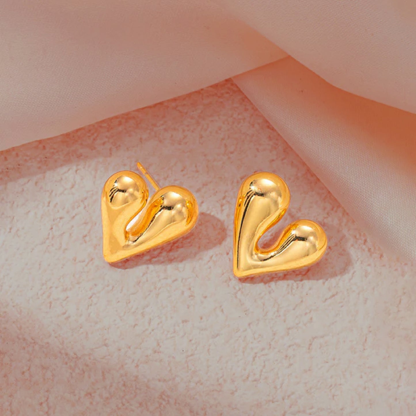 Bubbly Heart – Gold Plated Anti Tarnish Heart Shape Earrings