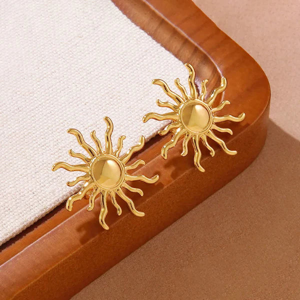 Radiant Sol – Sun Inspired Gold Plated Anti-Tarnish Stud Earrings