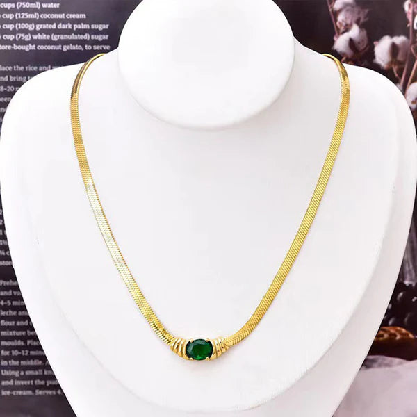 Gleam Serpent – Stone Studded Gold Plated Anti Tarnish Stainless Steel Snake Chain Pendant