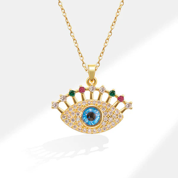 Celestial Eye – Gold Plated Anti-Tarnish Multicolor Evil Eye Stainless Steel Pendant