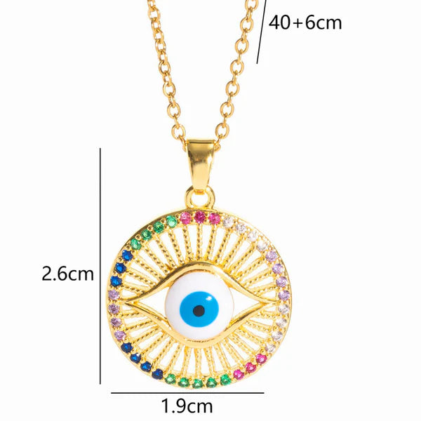 Mystic Eye – Multicolor Evil Eye Gold Plated Anti-Tarnish Stainless Steel Pendant