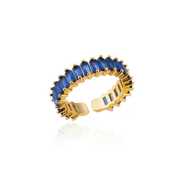 Blue Meadow – Gold-Plated Stainless Steel Anti-Tarnish Blue Adjustable Ring