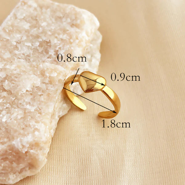 Heart Glow – Gold Plated Anti Tarnish Stainless Steel Heart Themed Adjustable Finger Ring