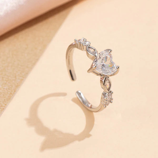 Luna Heart – Silver Plated Anti Tarnish Stainless Steel Adjustable Finger Ring