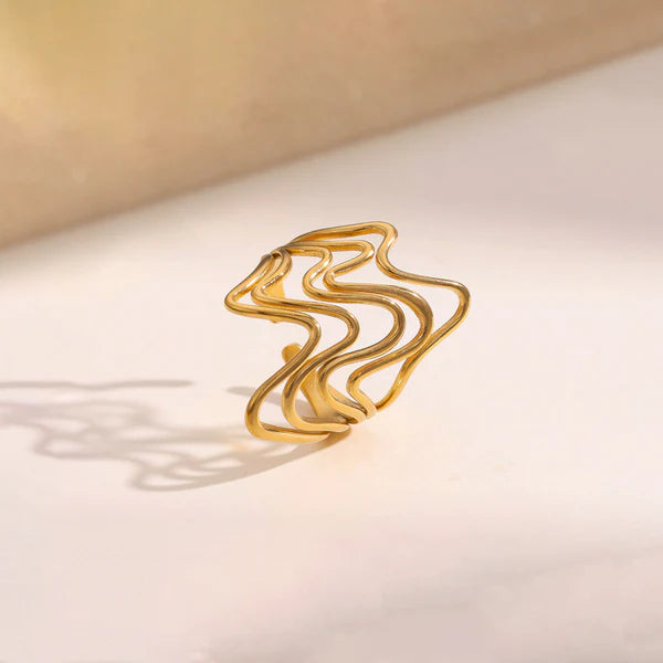 Lustre Loop – Contemporary Irregular Gold Plated Anti-Tarnish Ring