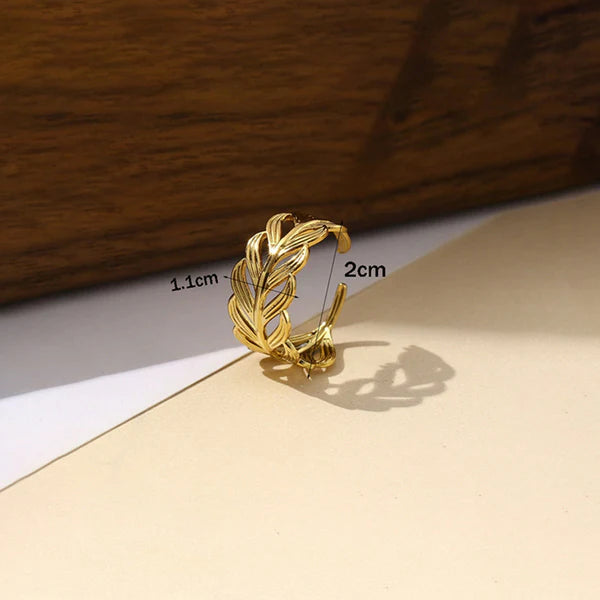 Veridian Wrap – Gold-Plated Contemporary Leaf Adjustable Ring