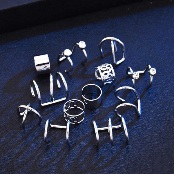 Multiple silver Ear lobe set of 12