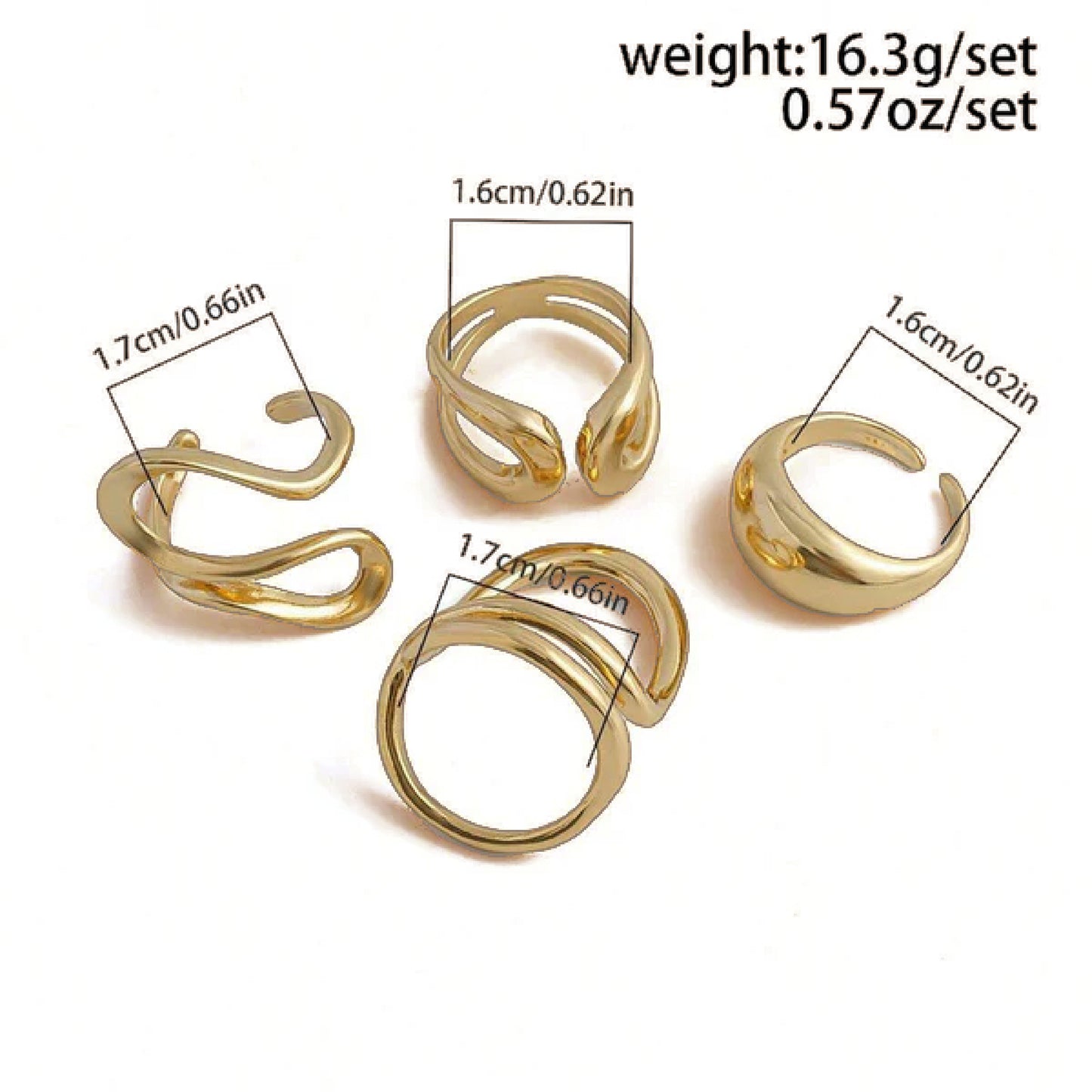 Gold platted rings set of 4