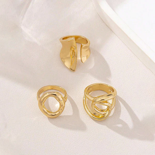 Trending gold plated rings set of 3
