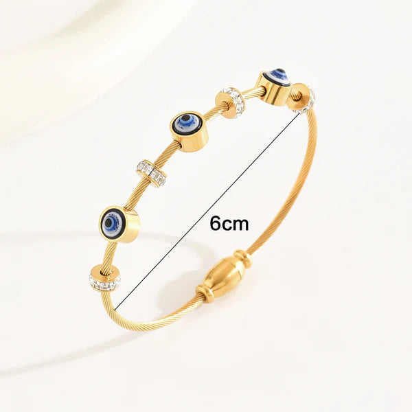 Evil Eye Glow – Stainless Steel Gold Plated Evil Eye Anti Tarnish Bracelet For Women