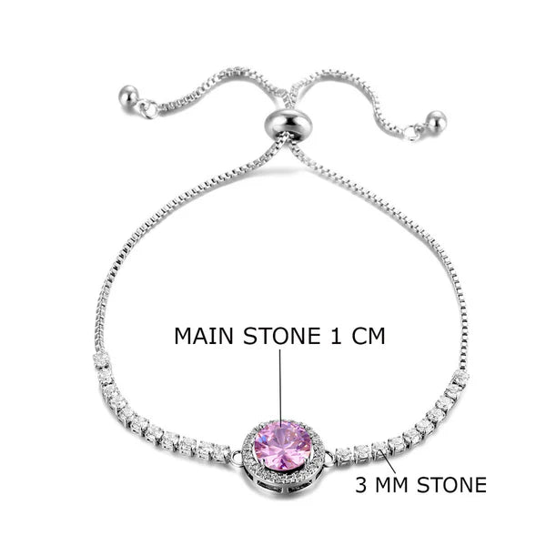 Glacier Pink– Silver Plated Round Crystal Anti Tarnish Tennis Bracelet