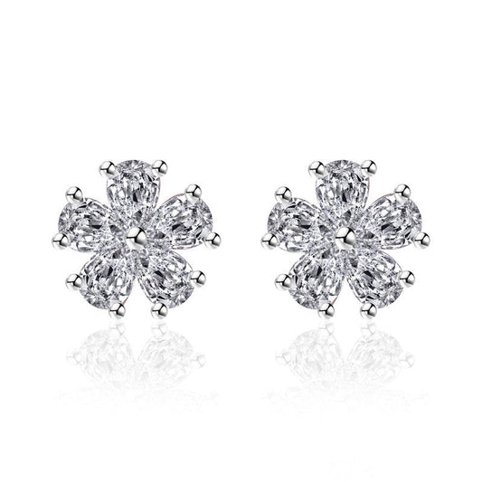 Petaline Set. Silver Plated. American Diamond