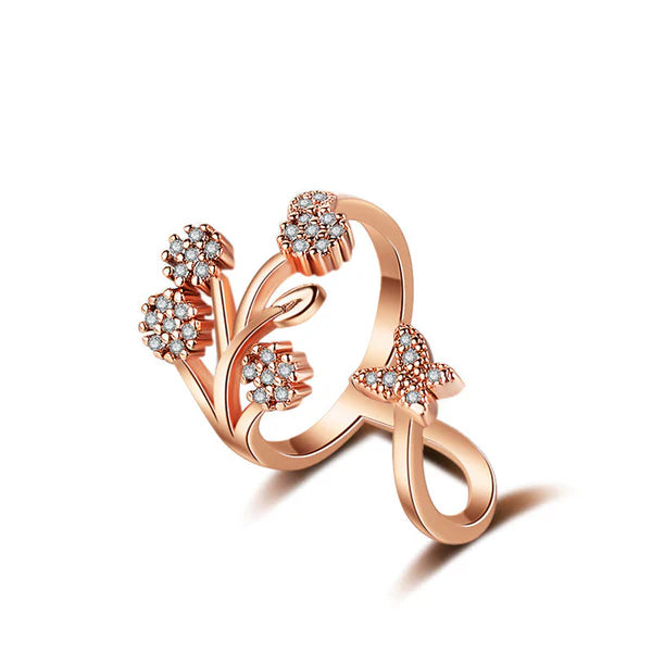 Rosé Shine – Rose Gold Plated American Diamond Studded Contemporary Korean Finger Ring