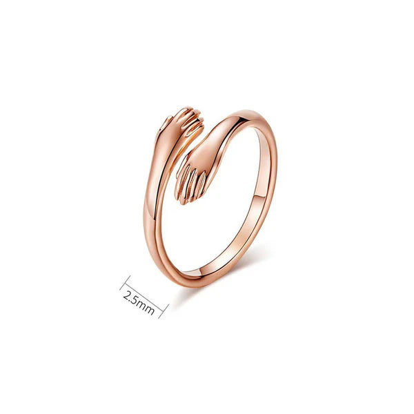 Rose Hug Embrace – Rose Gold Plated Hug Shaped Adjustable Hug Day Finger Ring