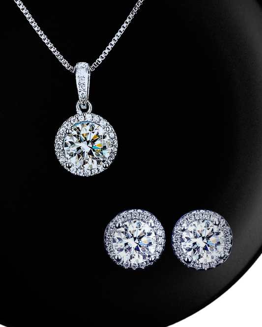 Glimora Set. Silver plated. American Diamond