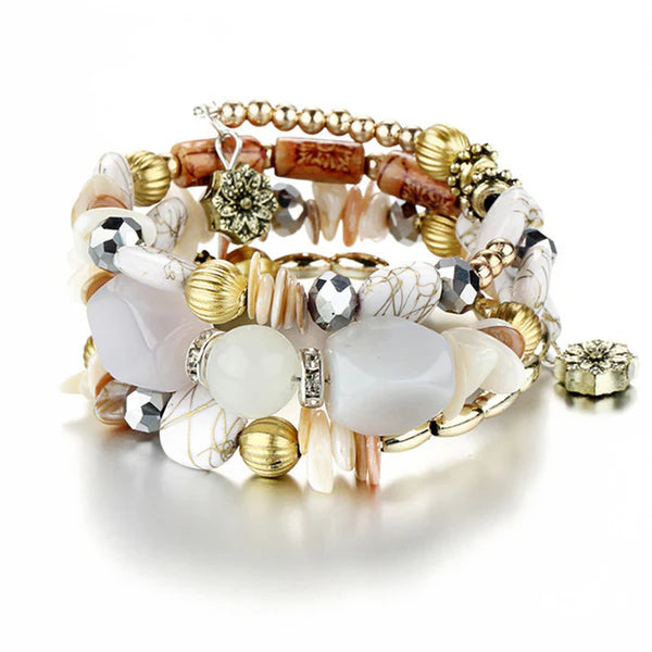 Bohemia Bliss – Beads Multi Strand Plushy Bracelet for Women and Girls