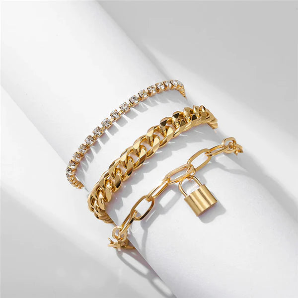 Spark Gleam – Sparkling Gold Plated Multi Strand Bracelet For Women