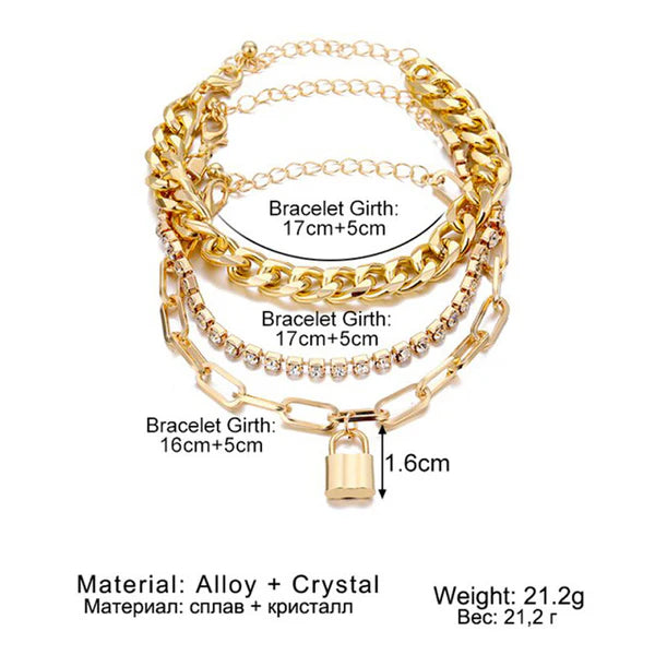 Spark Gleam – Sparkling Gold Plated Multi Strand Bracelet For Women