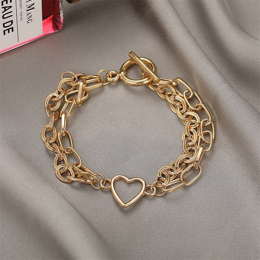 Heart chain Golden bracelet