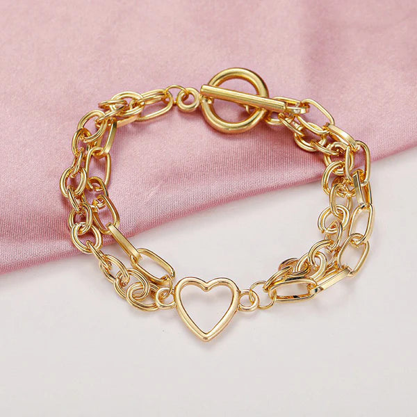 Heart chain Golden bracelet