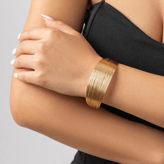 Radiant Cuff – Gold Plated Bangle Style Cuff Bracelet For Women And Girls