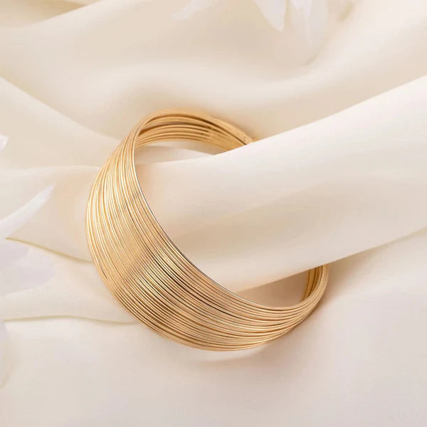 Radiant Cuff – Gold Plated Bangle Style Cuff Bracelet For Women And Girls