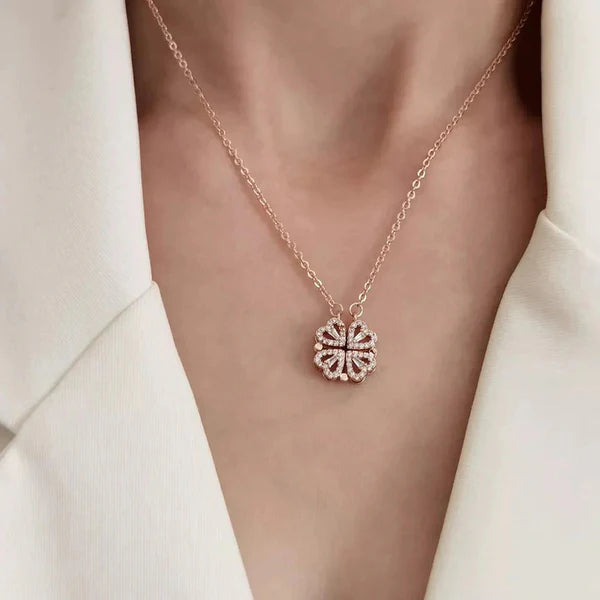 Blush Clover – Rose Gold Plated AD Openable Magnetic Pendant