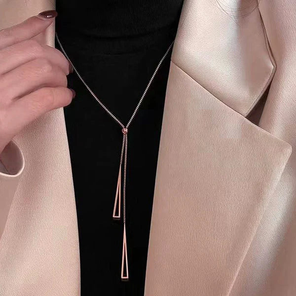 Nuvéa – Rose Gold Geometric Tassel Pull-Out Anti-Tarnish Necklace