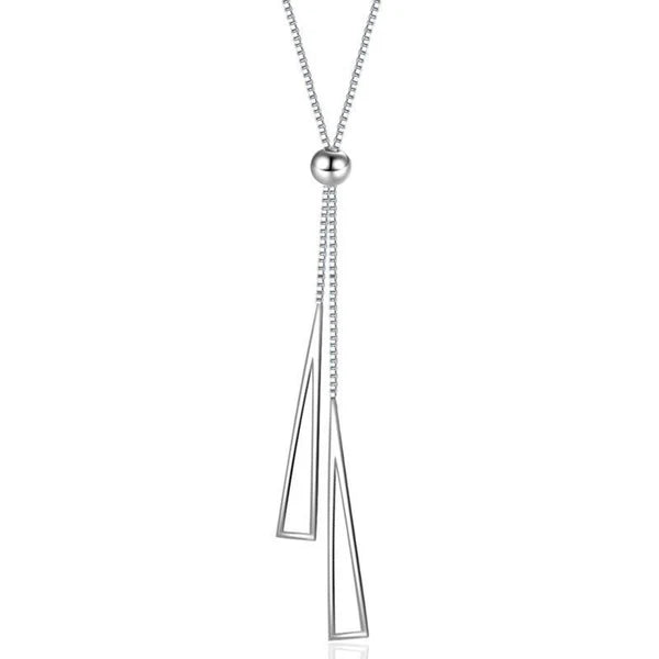 Vioné – Silver Plated Geometric Tassel Pull-Out Anti-Tarnish Necklace
