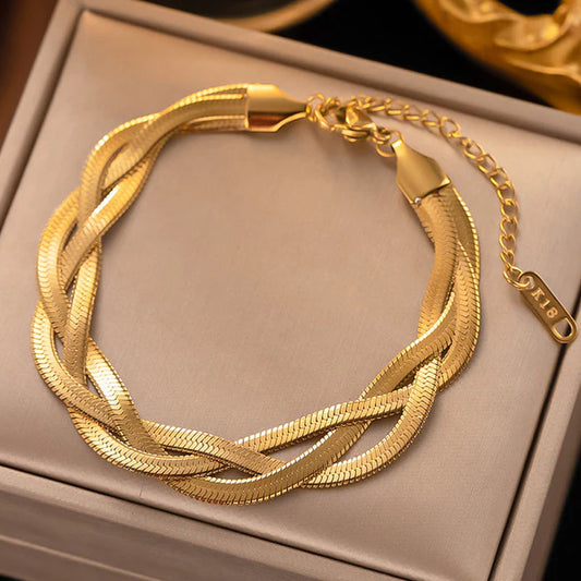 Golden Serpent – Gold Plated Anti-Tarnish Thick Snake Chain Bracelet