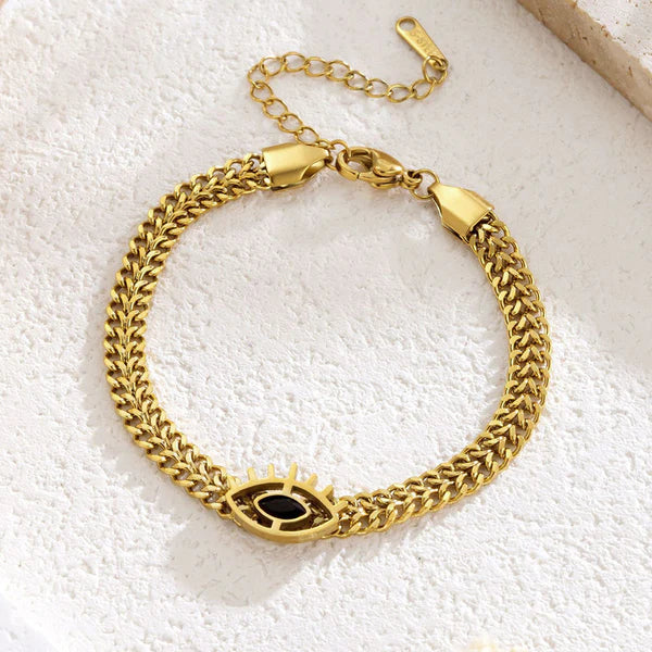 Guardian Coil – Gold Plated Stainless Steel Evil Eye Wraparound Bracelet