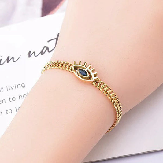 Guardian Coil – Gold Plated Stainless Steel Evil Eye Wraparound Bracelet