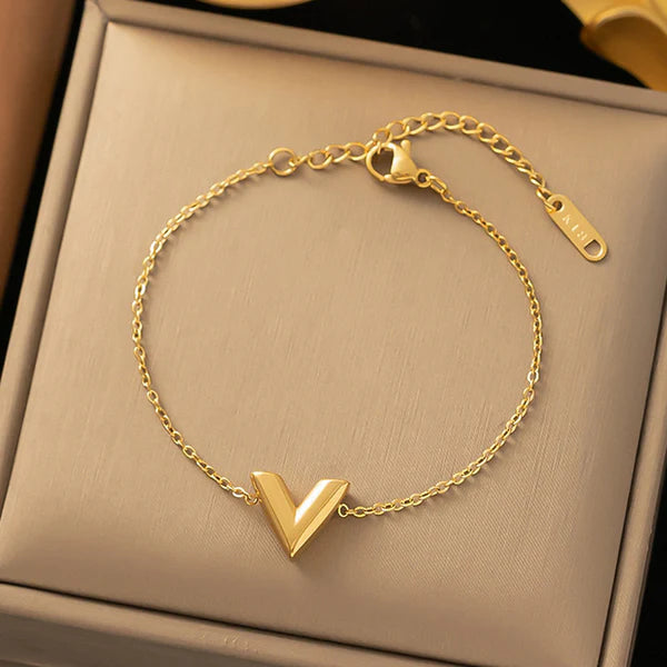 V design Golden bracelet