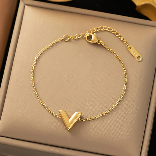 V design Golden bracelet