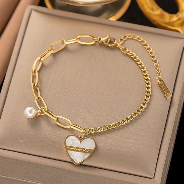 Heart Wrap – Gold Plated Stainless Steel Anti Tarnish Heart Themed Wraparound Bracelet For Women