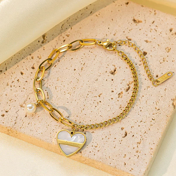 Heart Wrap – Gold Plated Stainless Steel Anti Tarnish Heart Themed Wraparound Bracelet For Women