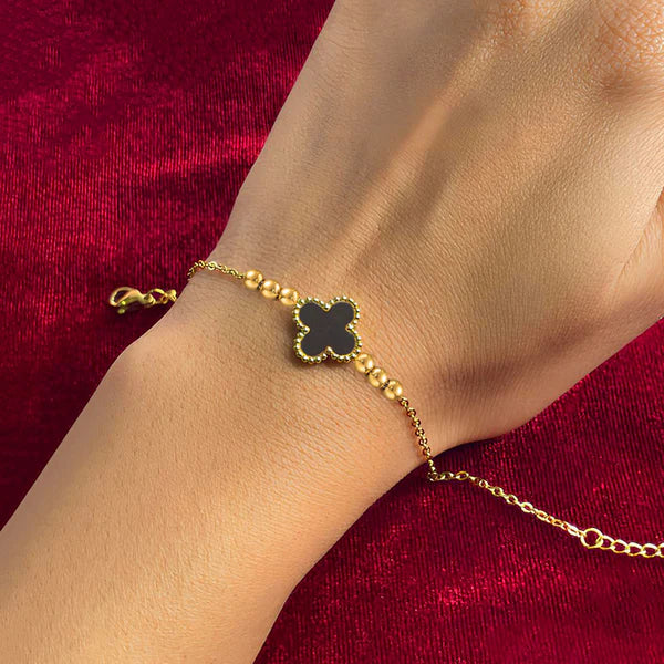 Noir Clover – Gold Plated Stainless Steel Anti-Tarnish Wraparound Bracelet