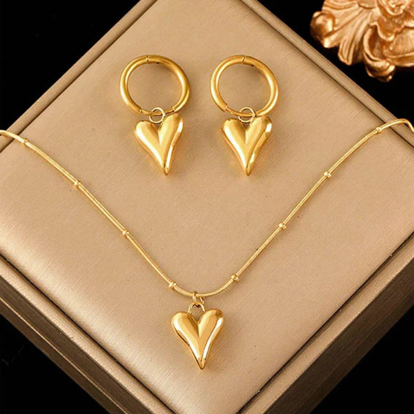 Heart Bliss, Gold-Plated Anti Tarnish Heart Themed Jewellery Set