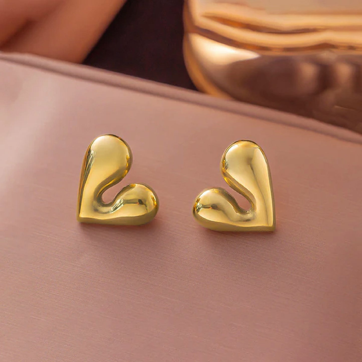 Bubbly Heart – Gold Plated Anti Tarnish Heart Shape Earrings