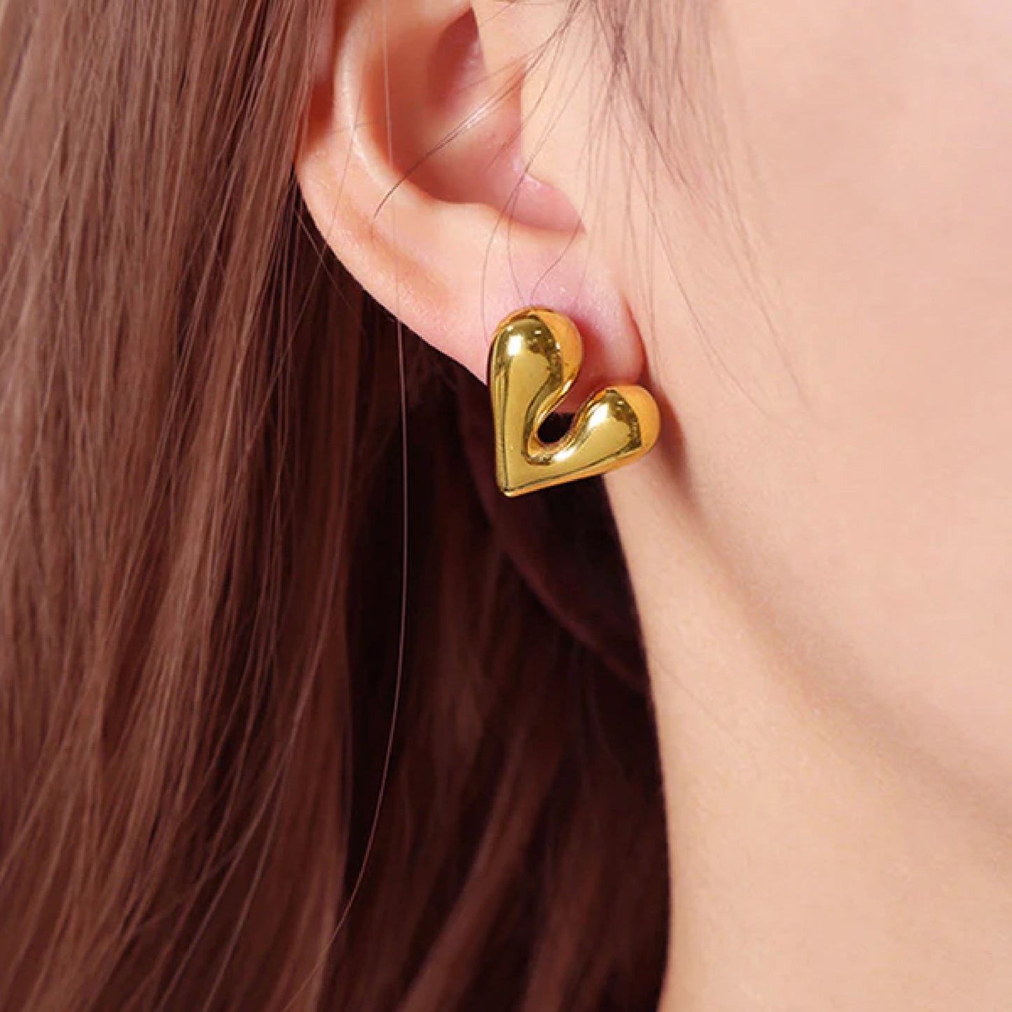 Bubbly Heart – Gold Plated Anti Tarnish Heart Shape Earrings