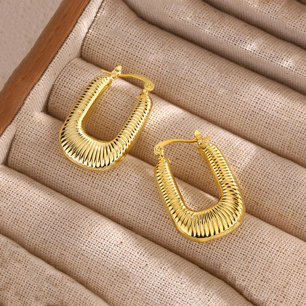 Geo Hoop – Gold Plated Anti Tarnish Geometrical Statement Hoop Earrings