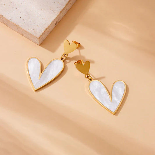 White marble heart earrings