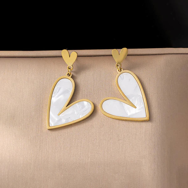 White marble heart earrings