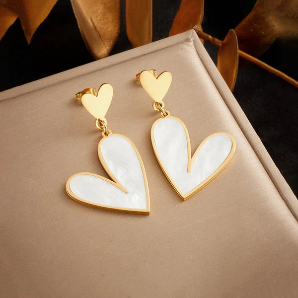 White marble heart earrings