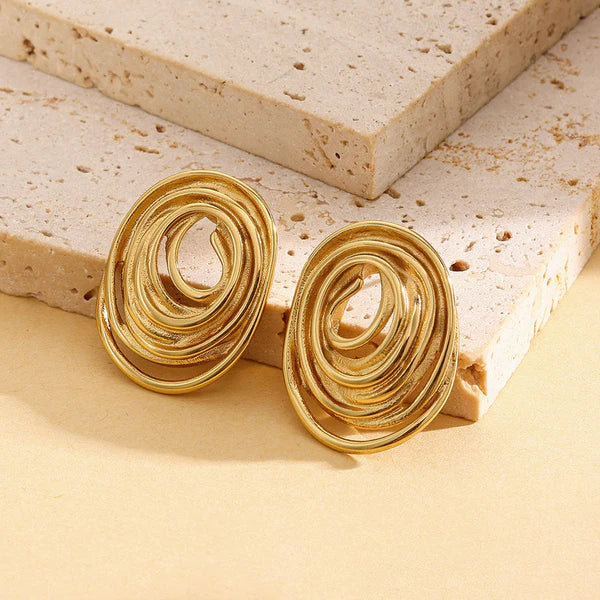 Golden Twirl – Gold Plated Anti Tarnish Stainless Steel Spiral Stud Earrings