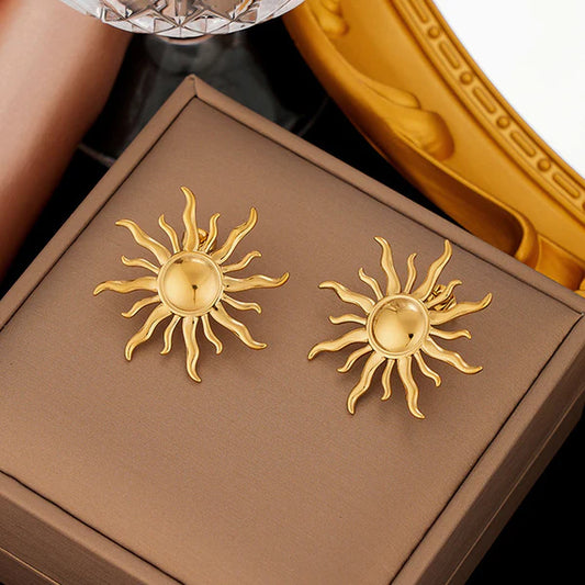 Radiant Sol – Sun Inspired Gold Plated Anti-Tarnish Stud Earrings