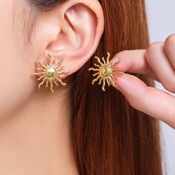 Radiant Sol – Sun Inspired Gold Plated Anti-Tarnish Stud Earrings